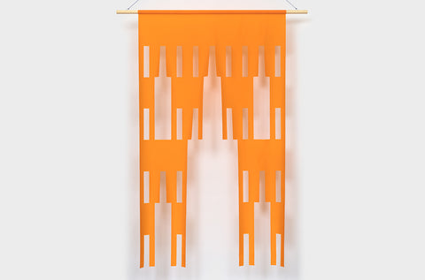 Orange rectangular flags with tapered rectangular cut outs